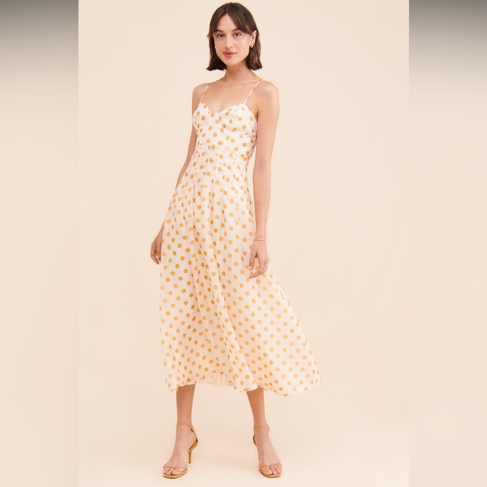 En Saison Cream Polka Dot Maxi Dress